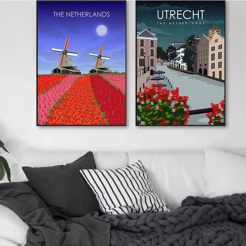 affiche touristique des villes du monde en toile