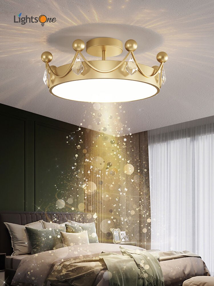 Plafonnier nordique post-moderne et minimaliste avec couronne en cristal