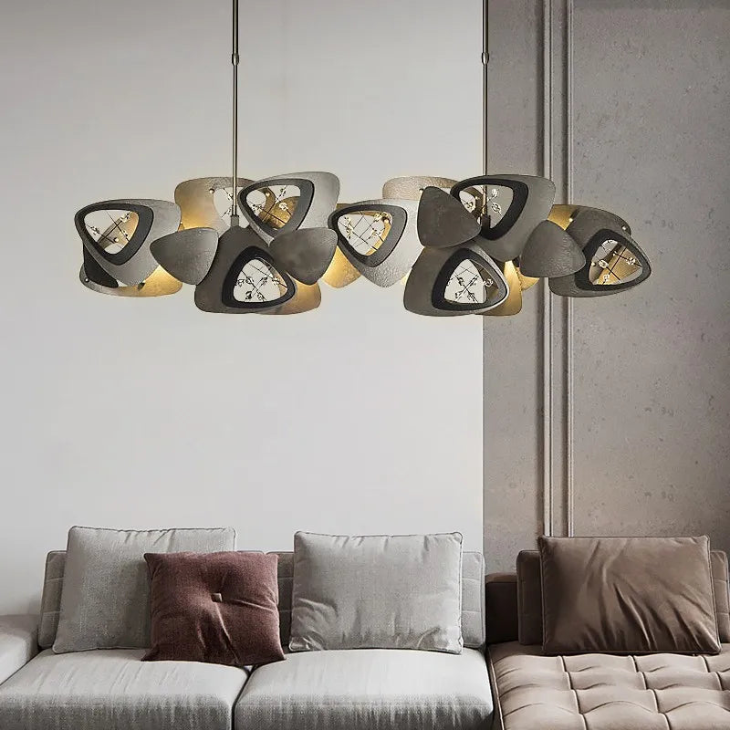 lustre en cristal de luxe géométrique créatif postmoderne en acier inoxydable