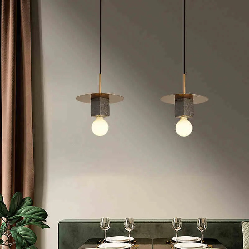 lustre en marbre naturel de luxe lumière led créative