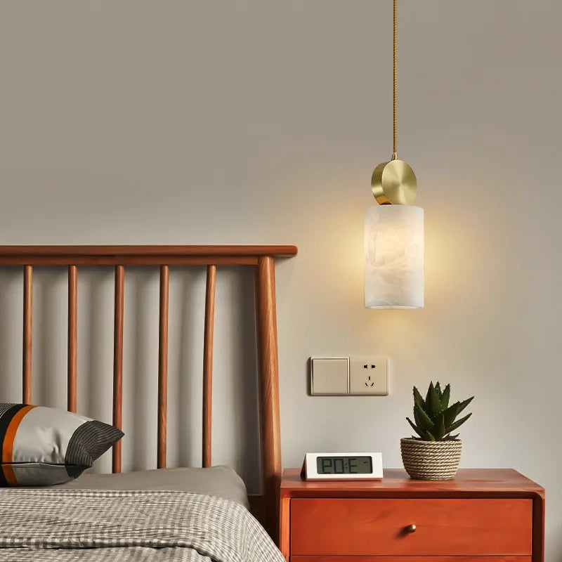 lustre en marbre nordique simple cuivre pour bar café