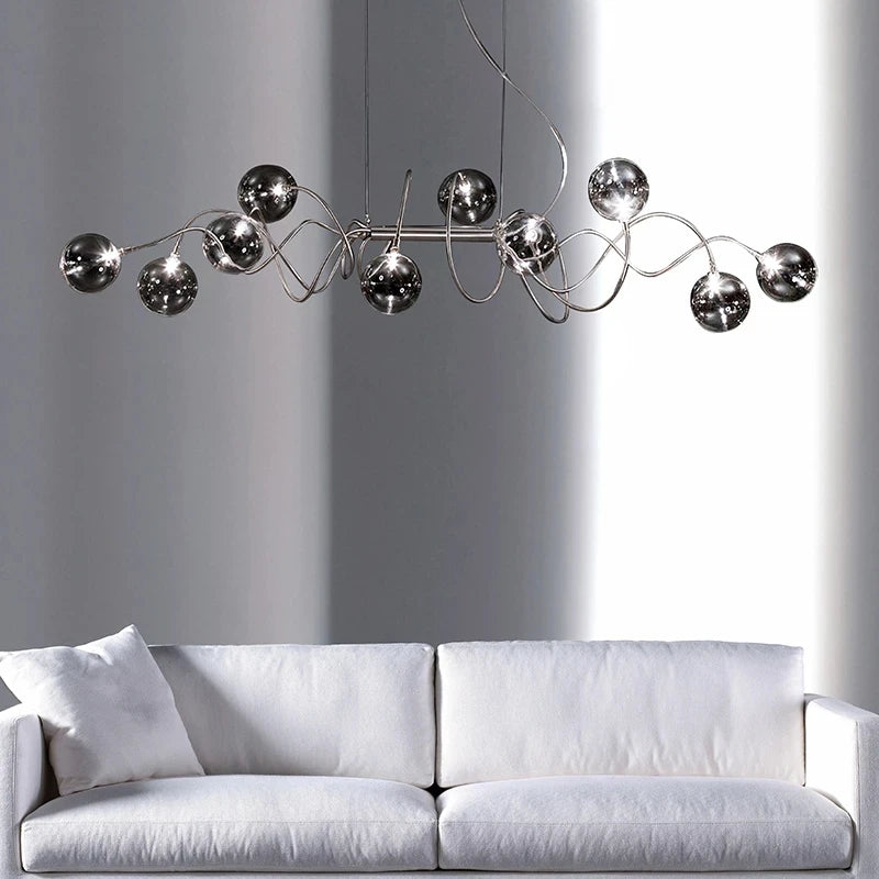 lustre nordique led en verre suie moderne pour bar et café