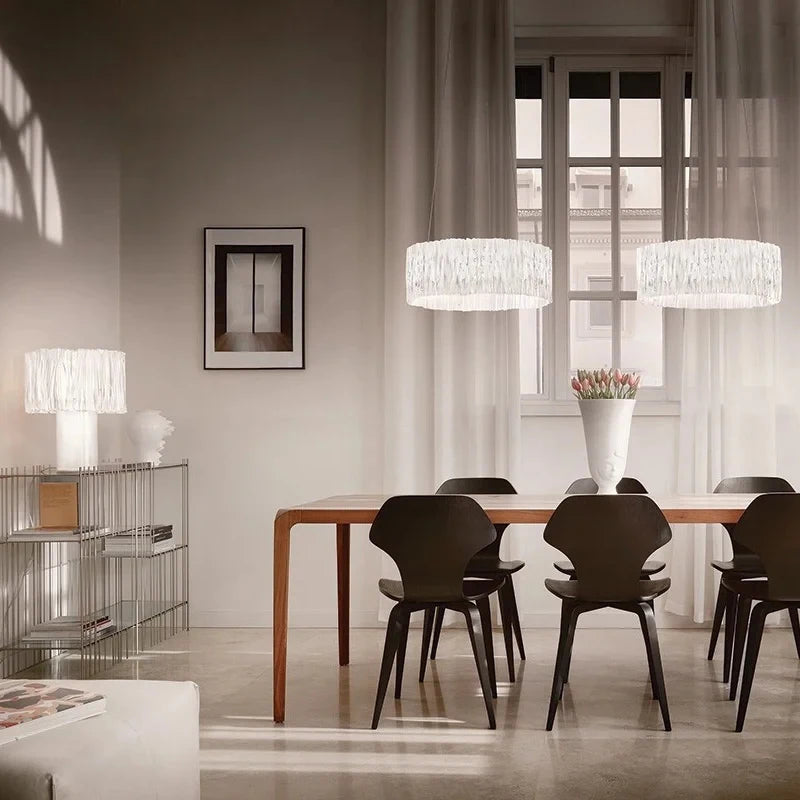 lustre nordique acrylique rond en acier inoxydable moderne