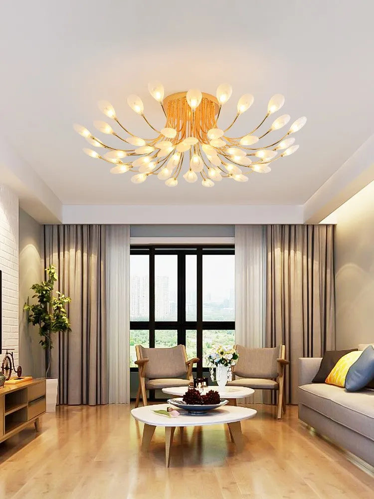 lampe nordique post-moderne luxueuse avec écran ouvert paon led