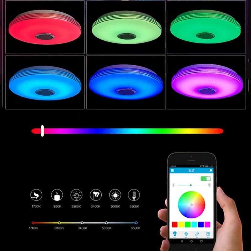plafonnier led rond bluetooth musique rgb avec télécommande et app