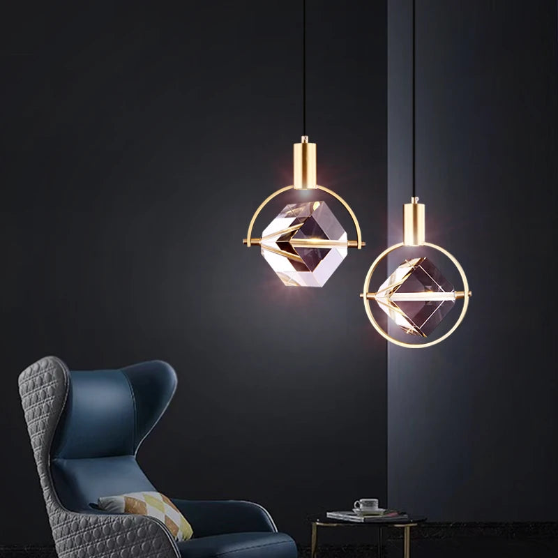 Suspension design dorée nordique à tête unique