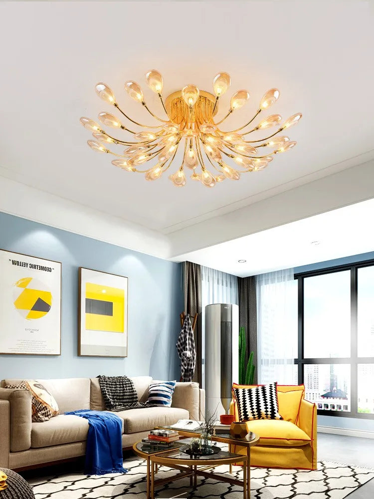 lampe nordique post-moderne luxueuse avec écran ouvert paon led