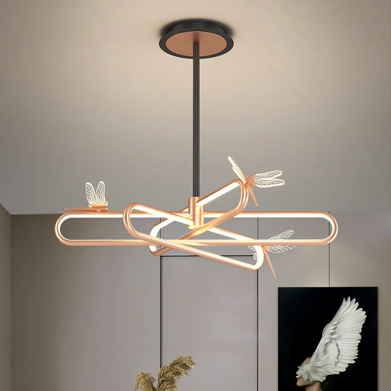 lustre nordique de luxe libellule led rétractable moderne
