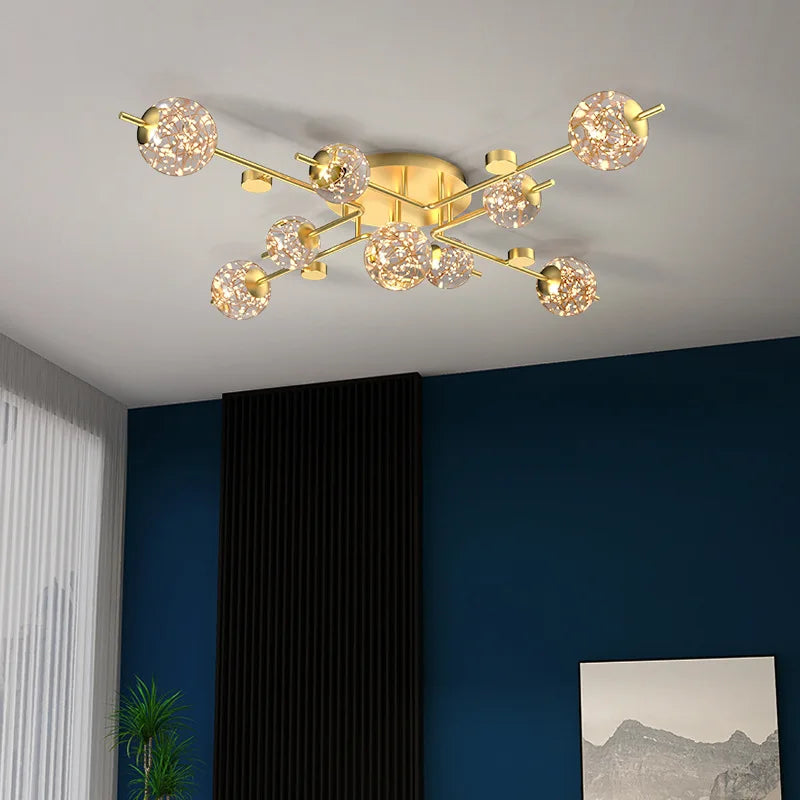 Plafonnier Led moderne lumière pour salon étude salle à manger chambre cuisine boule de verre doré