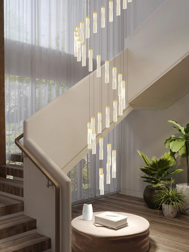 lampe longue moderne design spirale pour intérieur hôtel et hall