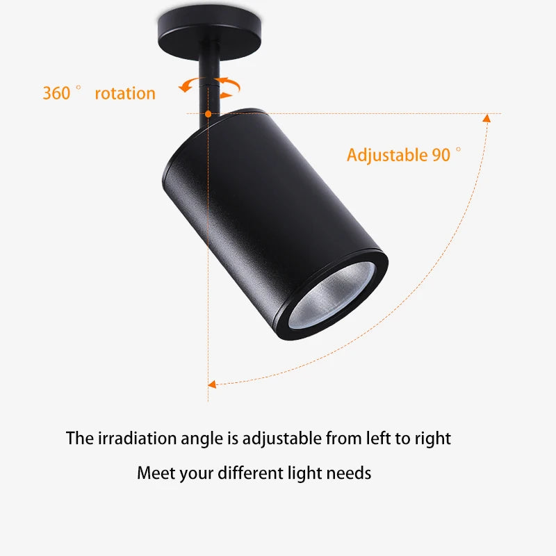spot led monté en surface étanche avec tige de suspension