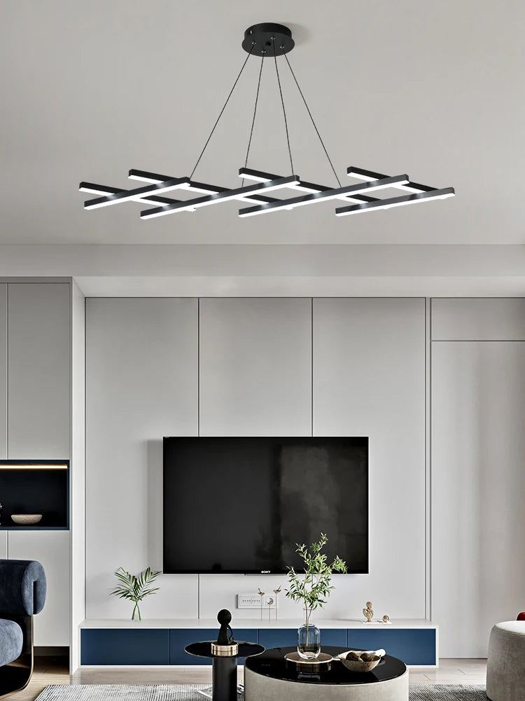 lustre led minimaliste moderne avec bandes lumineuses créatives