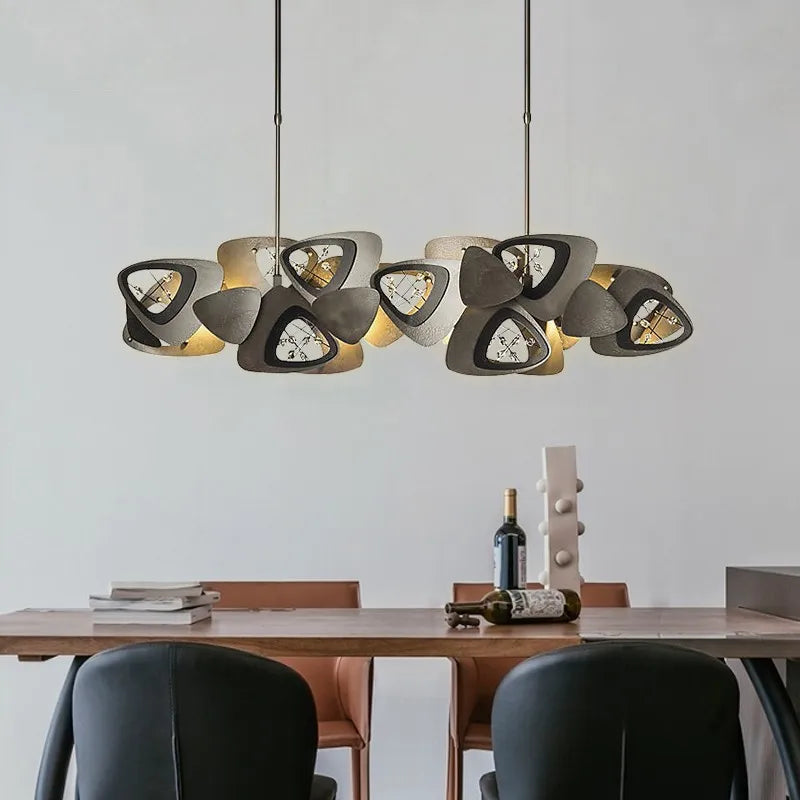 lustre en cristal de luxe géométrique créatif postmoderne en acier inoxydable