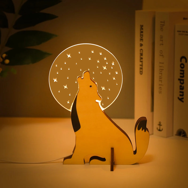 lampe de chevet enfant led bois acrylique usb veilleuse