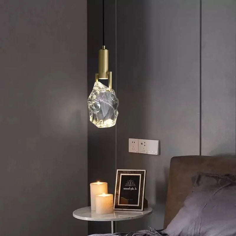 lustre moderne minimaliste en cristal et cuivre luxueux