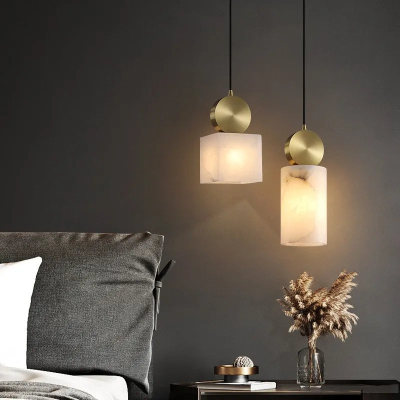 lustre en marbre nordique simple cuivre pour bar café