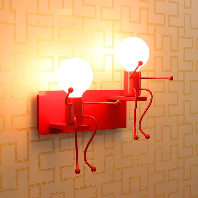 applique murale led en fer avec poupée de dessin animé nordique pour enfants