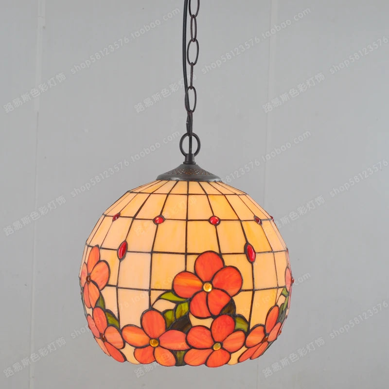 lustre en verre de fleurs riches style tiffany pour éclairage élégant