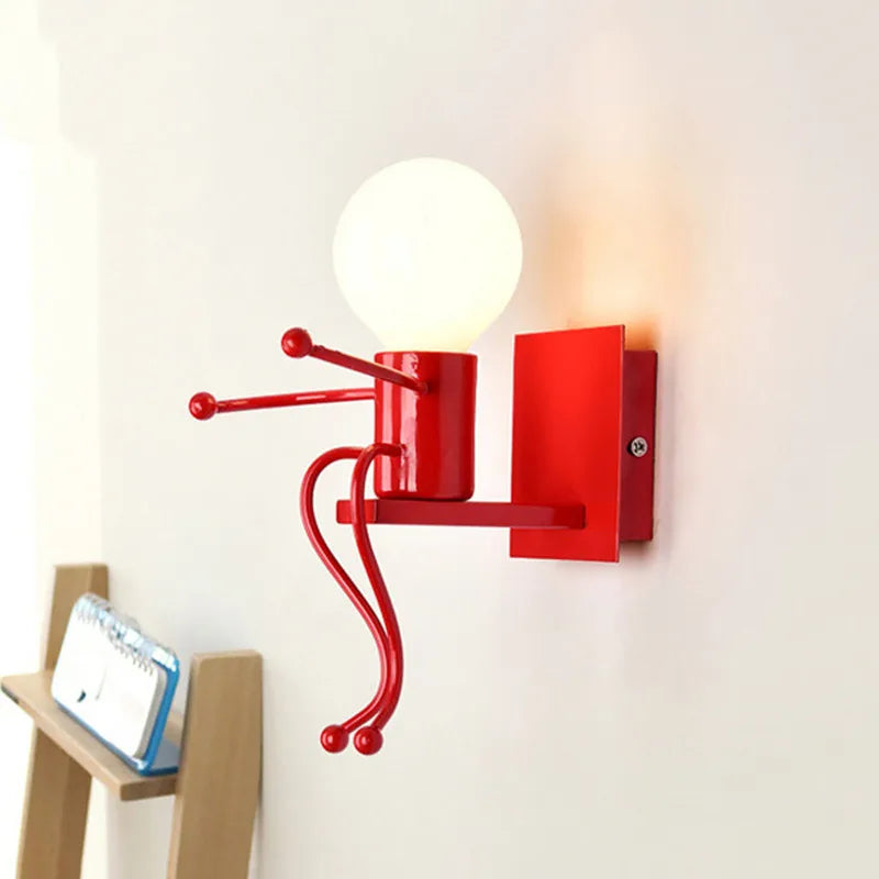 applique murale led en fer avec poupée de dessin animé nordique pour enfants