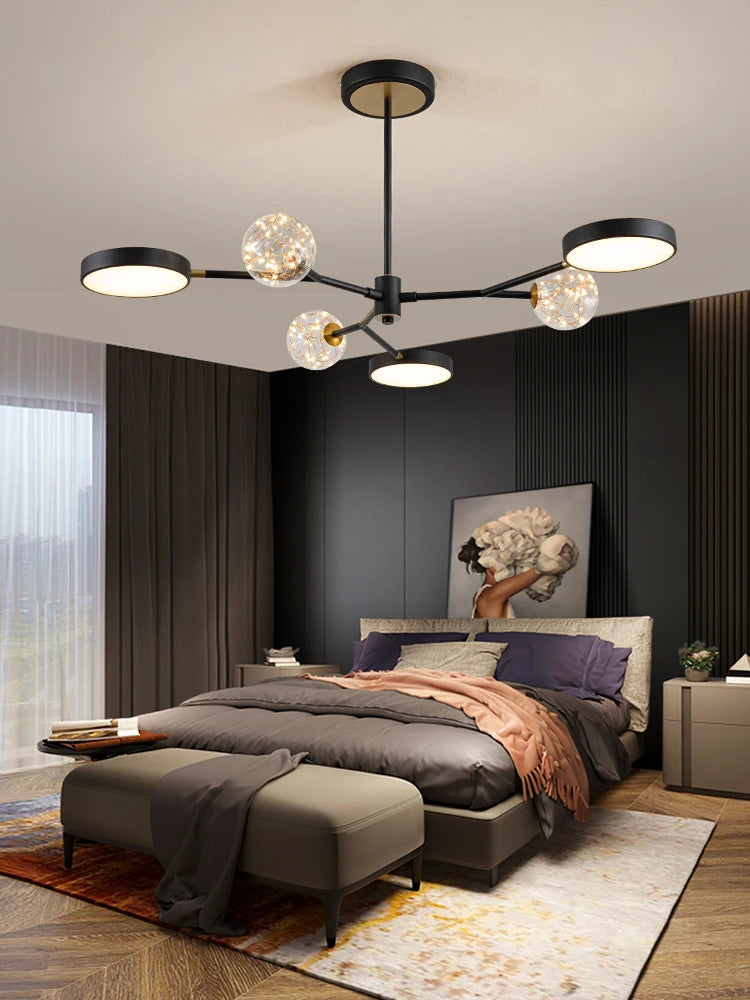 lustre style nordique en verre led pour décoration intérieure