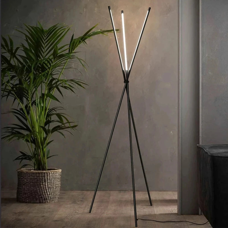 lampadaire trépied croisé led nordique simple