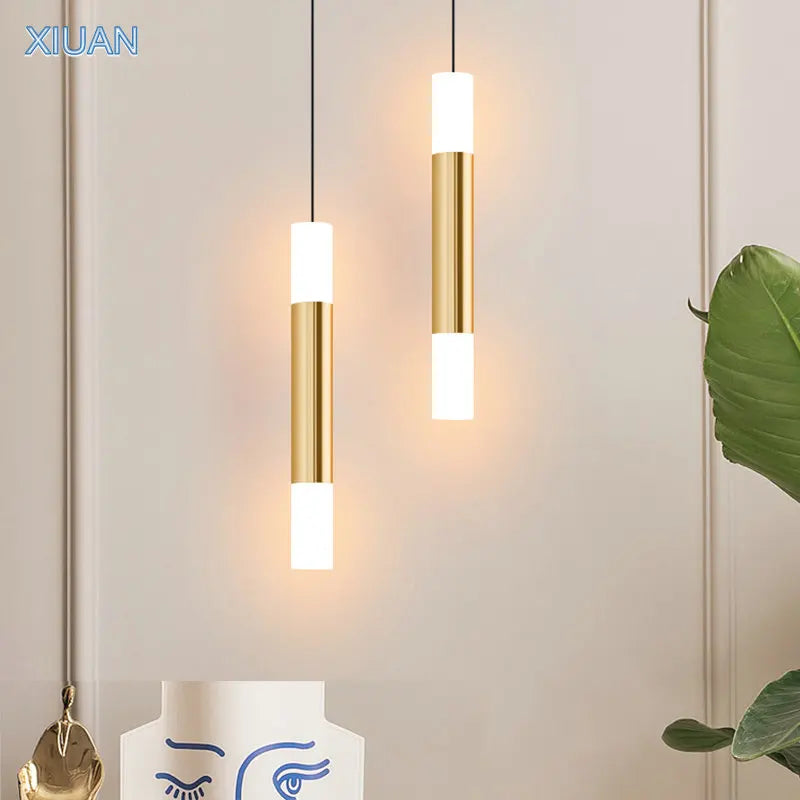 suspension LED en or art moderne long câble