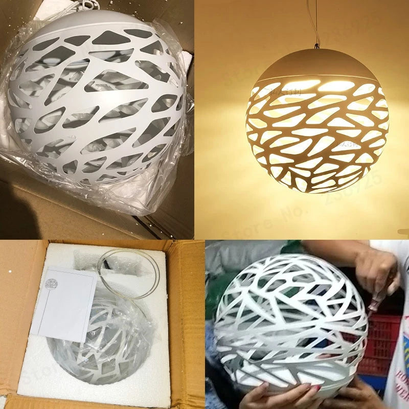 suspension led modernes avec abat-jour creux puzzles