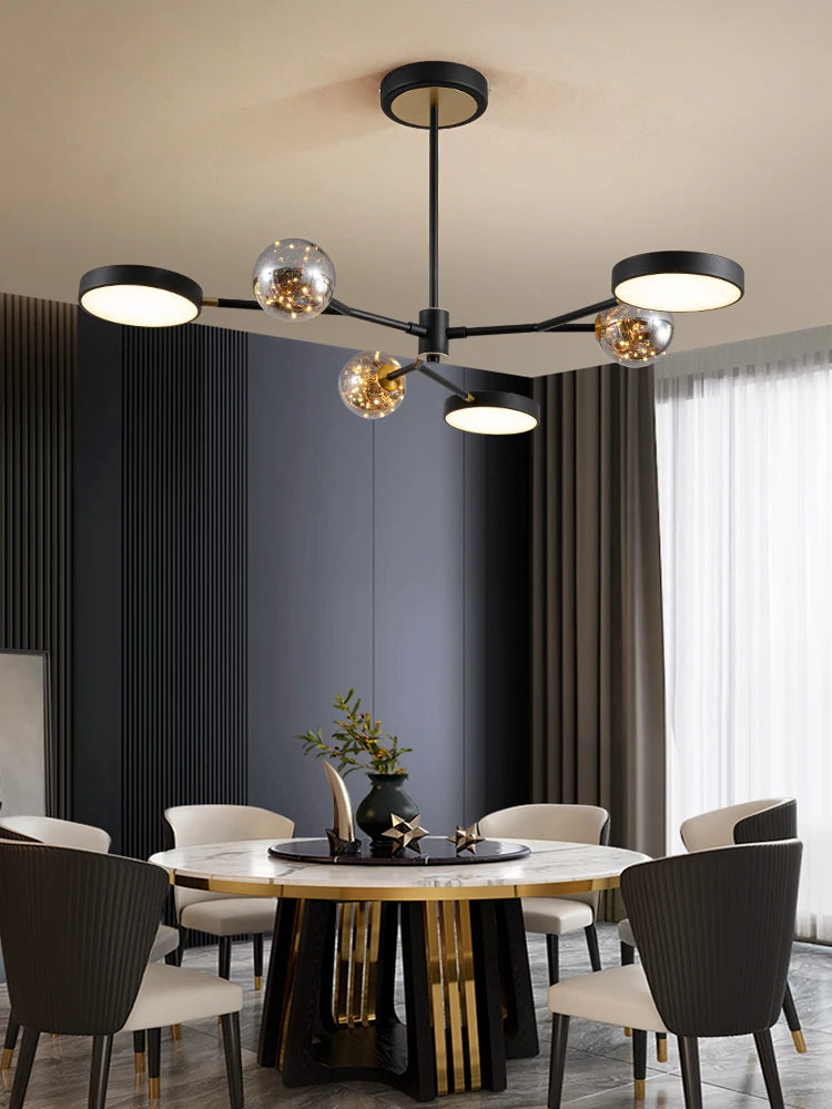 lustre style nordique en verre led pour décoration intérieure
