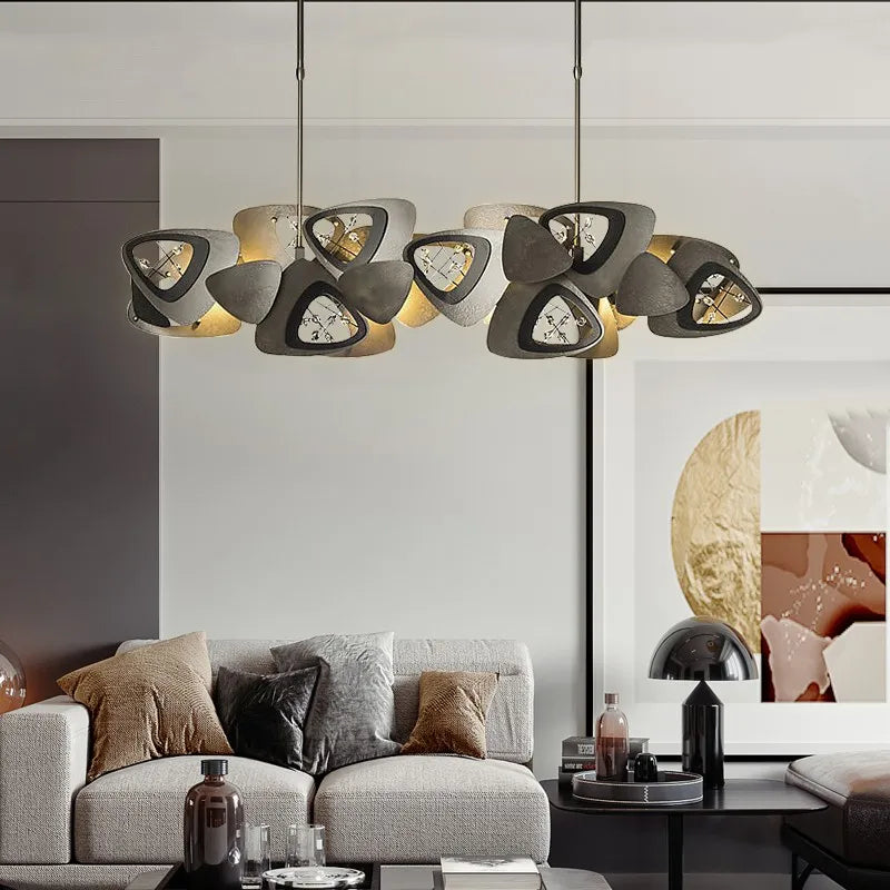 lustre en cristal de luxe géométrique créatif postmoderne en acier inoxydable