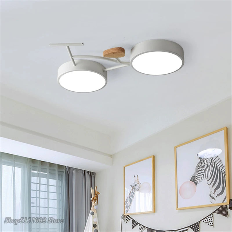 Plafonnier LED nordique 3 couleurs température vélo plafonnier pour enfants chambre enfants chambre de bébé vert blanc gris luminaire