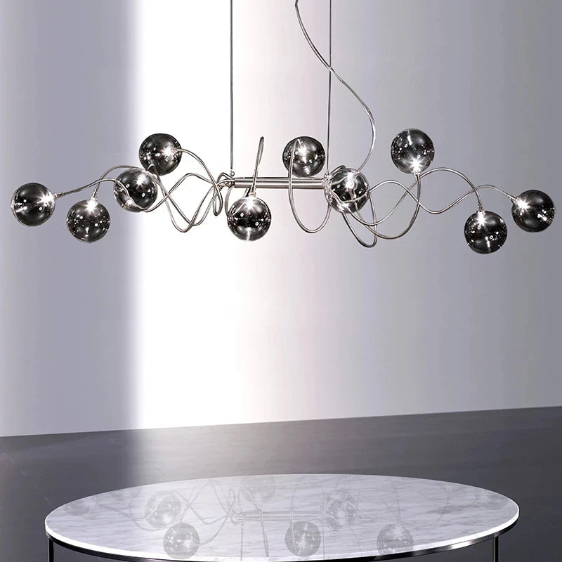 lustre nordique led en verre suie moderne pour bar et café