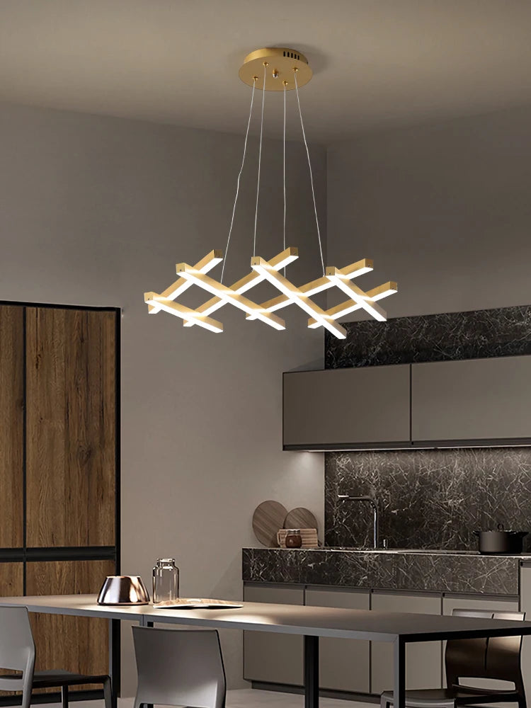 lustre led minimaliste moderne avec bandes lumineuses créatives