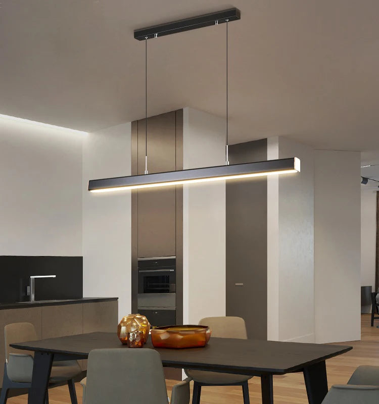 lustre moderne simple avec bande linéaire led pour restaurant