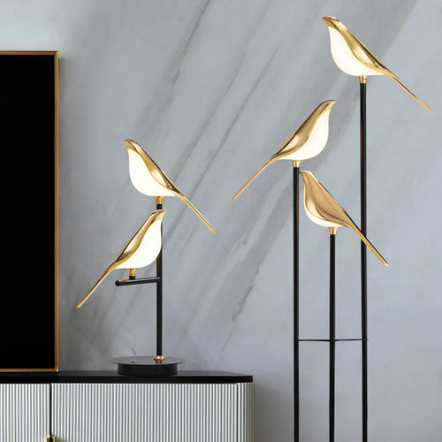 design lampe de table LED placage postmoderne or oiseau alliage acrylique lampe de bureau pour chambre étude salle salon lampadaire