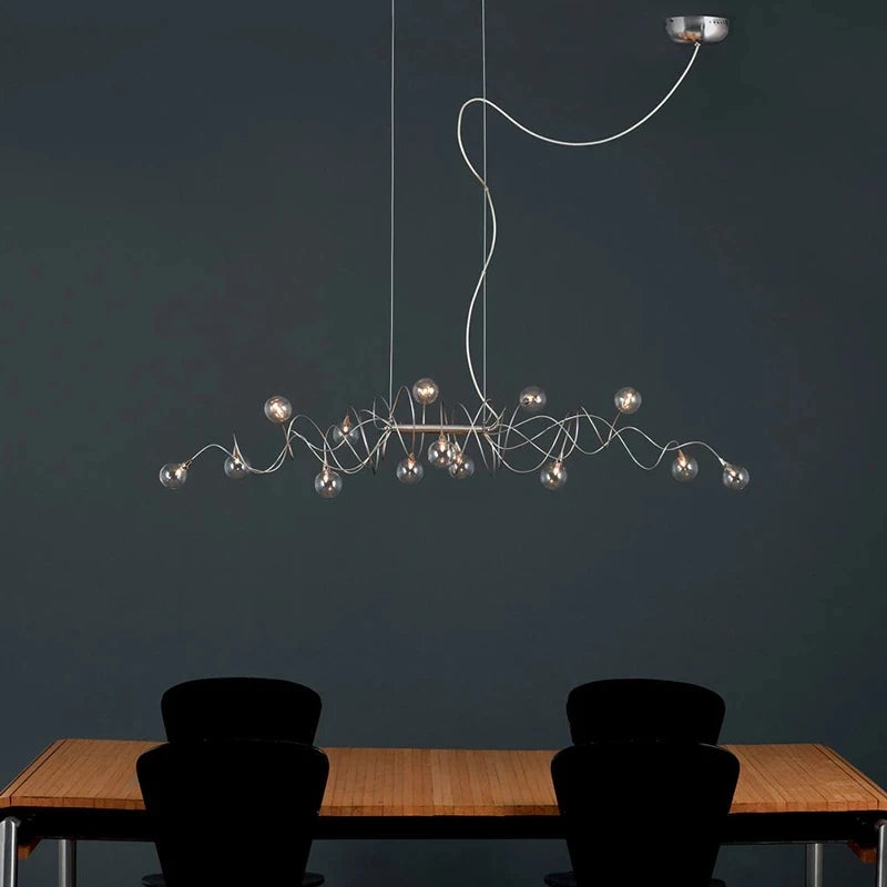 lustre nordique led en verre suie moderne pour bar et café
