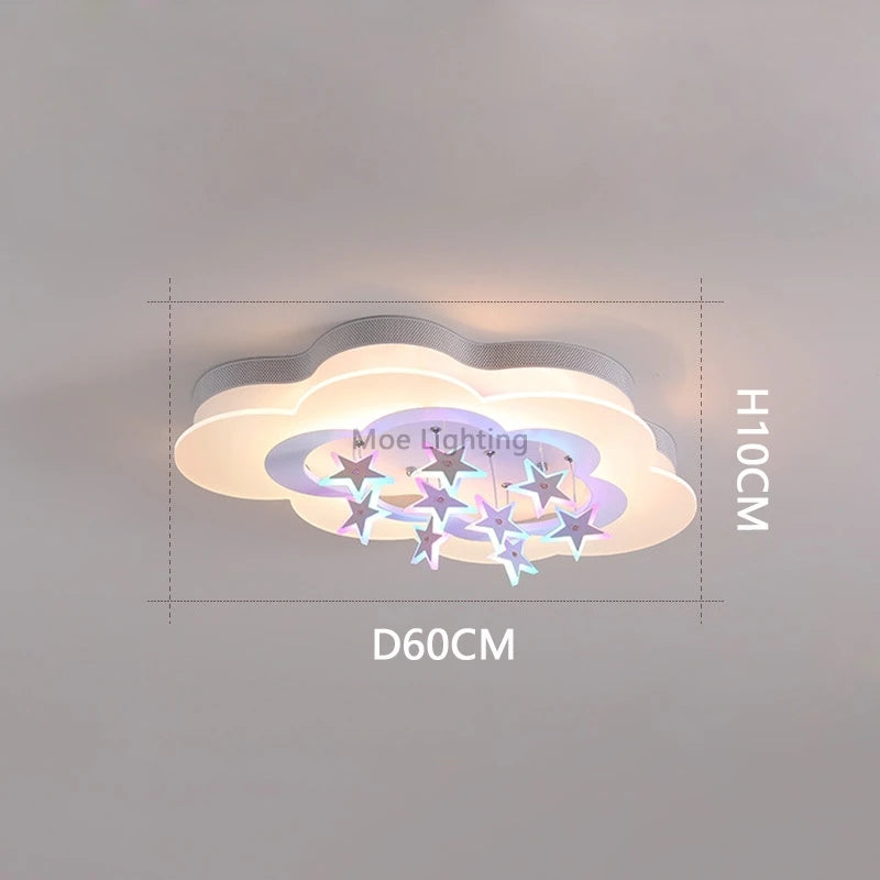 plafonnier lumineux étoiles nuages pour chambre d'enfants