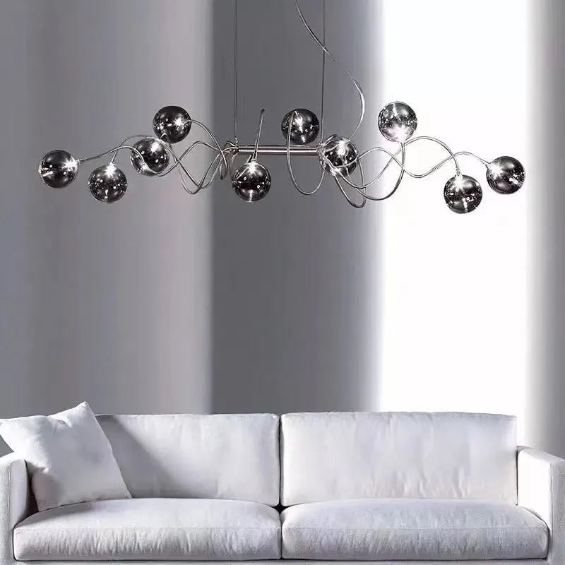 lustre nordique led en verre suie moderne pour bar et café