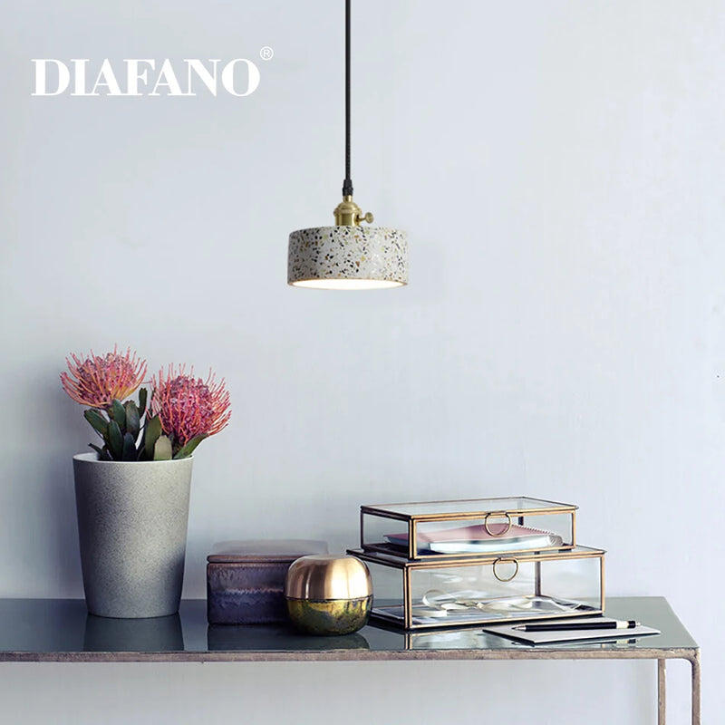 Luminaires suspendus en ciment blanc nordique E27 Bar salon cuisine lampe suspendue moderne lumière Suspension Luminaire éclairage