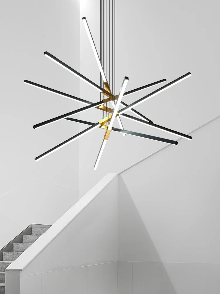 lustre moderne duplex grande hauteur led linéaire créative