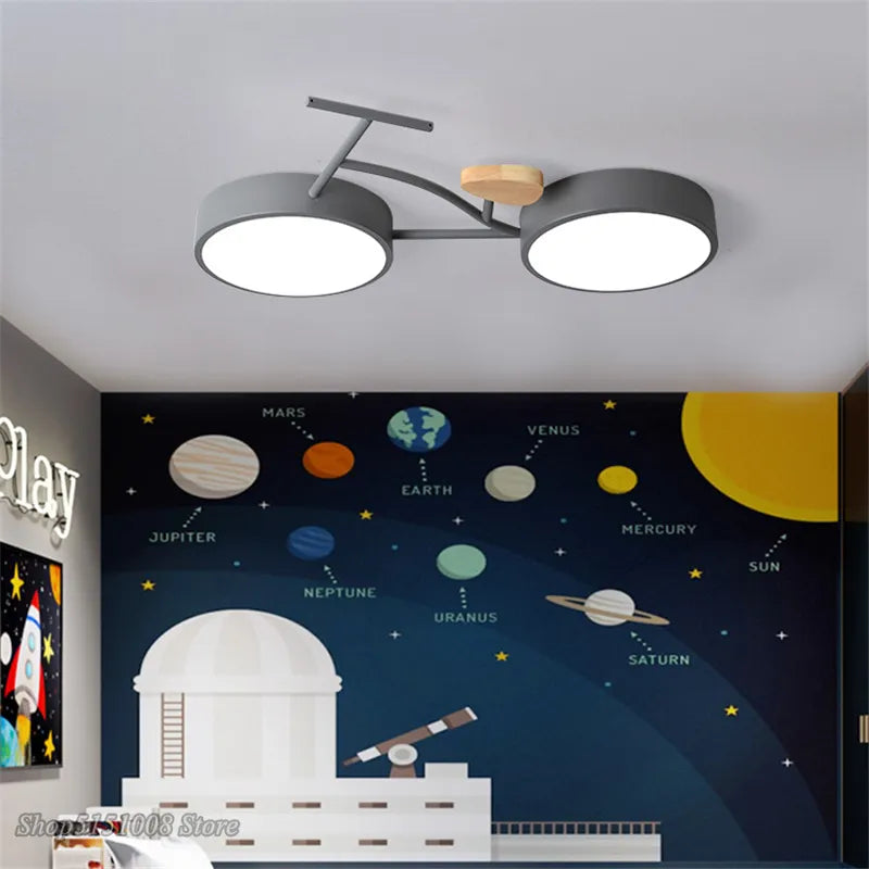 Plafonnier LED nordique 3 couleurs température vélo plafonnier pour enfants chambre enfants chambre de bébé vert blanc gris luminaire