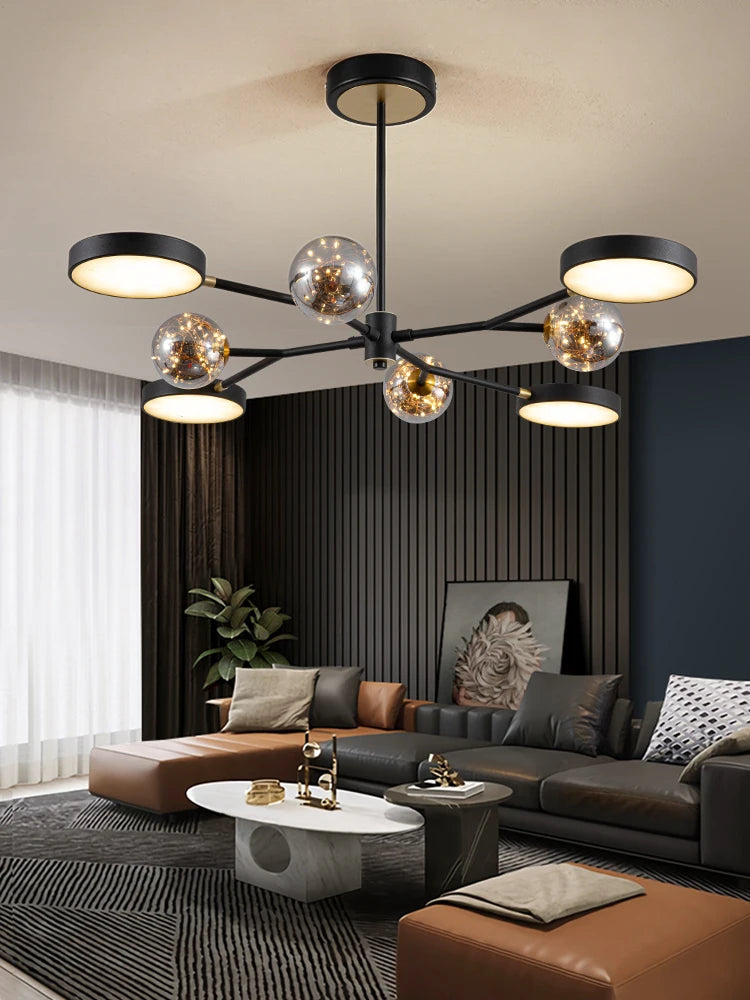 lustre style nordique en verre led pour décoration intérieure