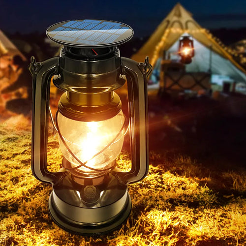 lanterne solaire usb métal antique extérieure suspendue