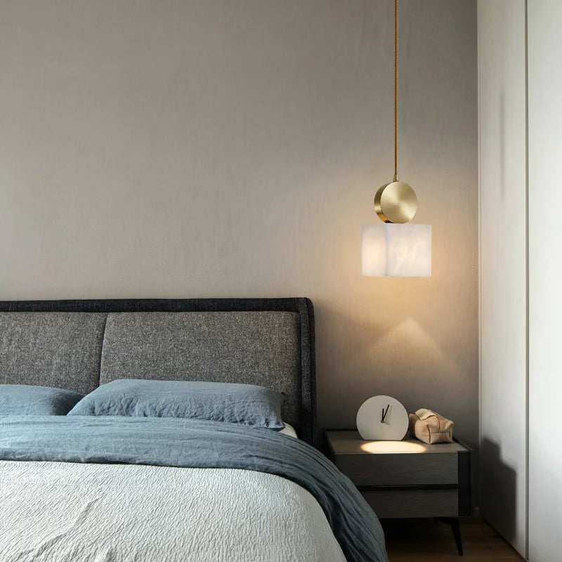 lustre en marbre nordique simple cuivre pour bar café