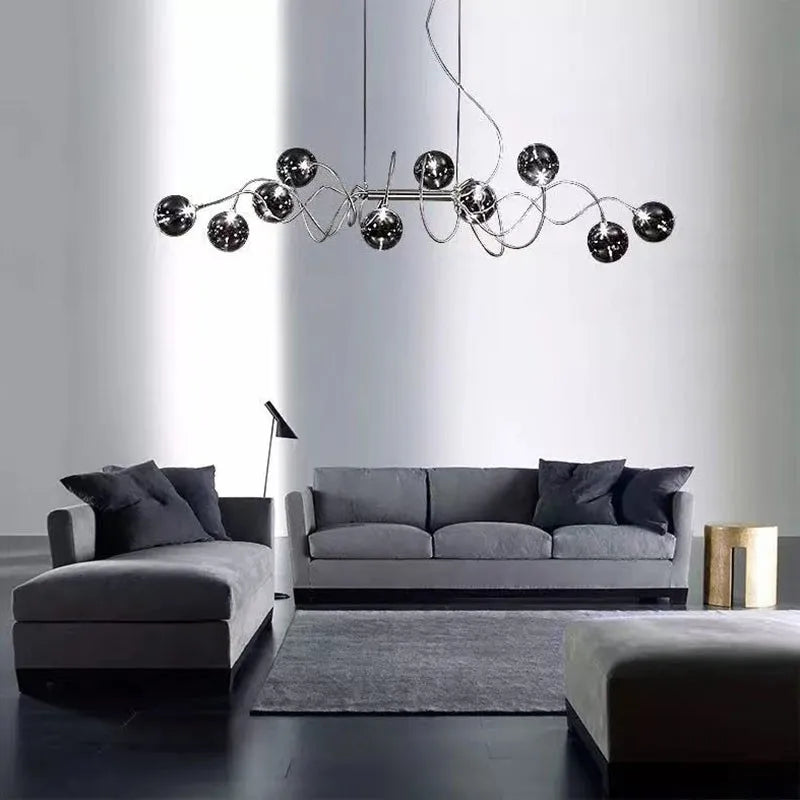 lustre nordique led en verre suie moderne pour bar et café