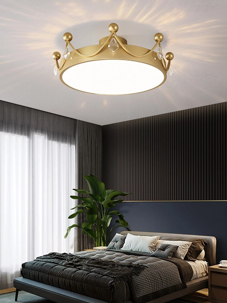 Plafonnier nordique post-moderne et minimaliste avec couronne en cristal