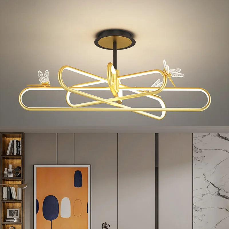 lustre nordique de luxe libellule led rétractable moderne