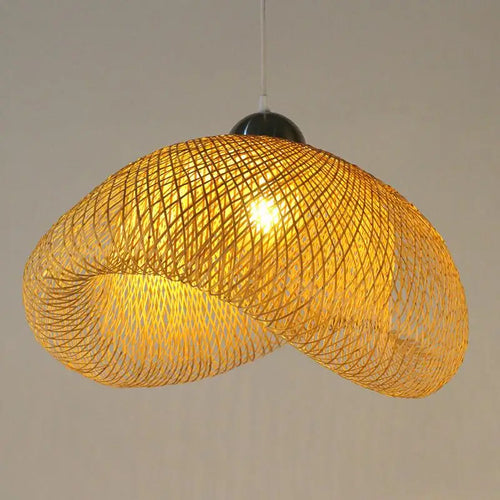 suspension vintage en bambou et rotin faite main style japonais