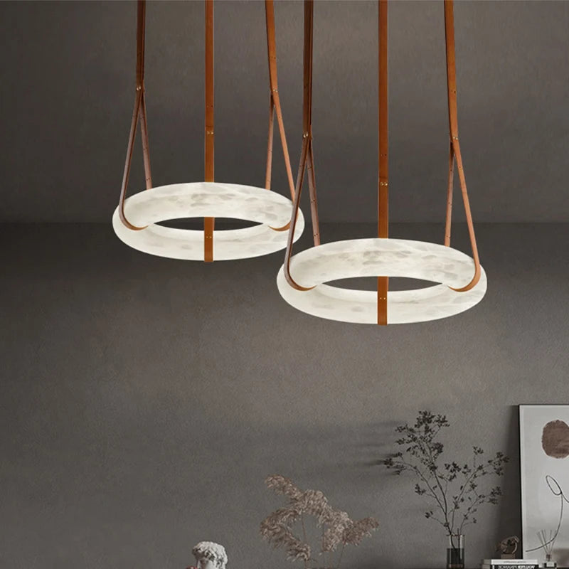 lustre circulaire en marbre led de luxe suspendu