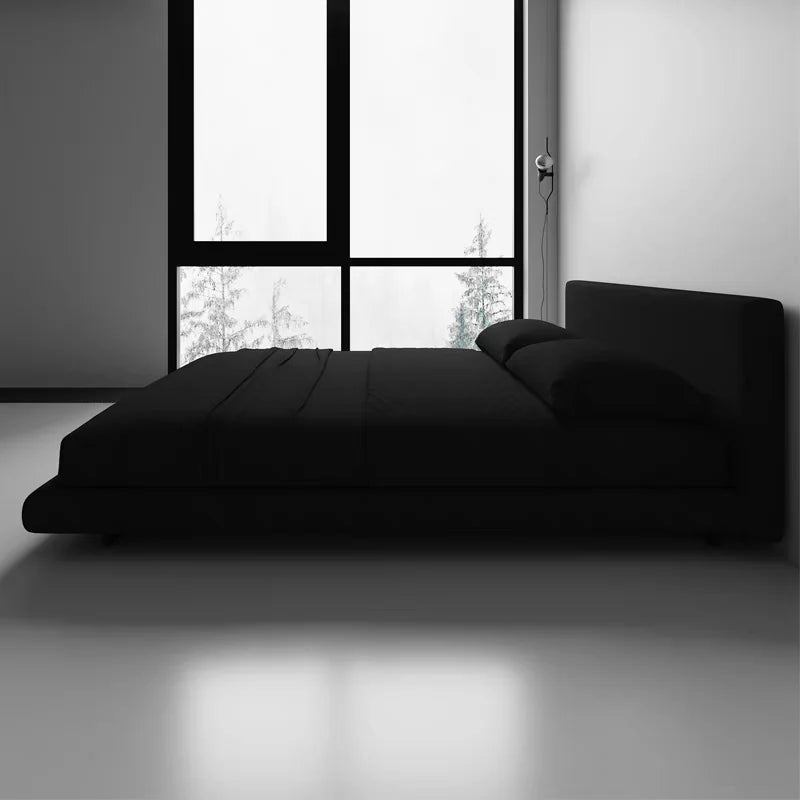 lit de luxe minimaliste moderne avec lumière noire flottante