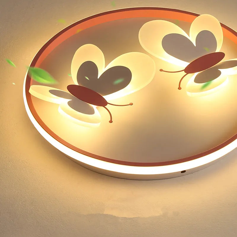 Plafonnier pour enfants papillon décoratif rose plafonnier étude chambre d'enfants Salon d'enfant lampes créatives lampe de chambre de fille d'intérieur